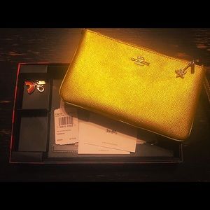 GOLD Coach Wristlet